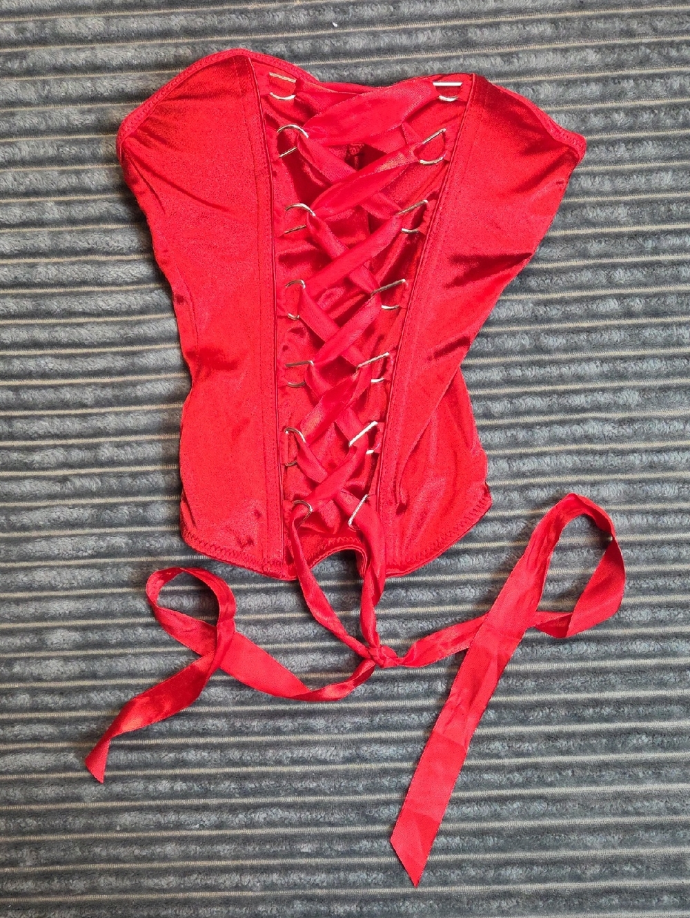 Spirit Red Satin Lace-Up Corset Top